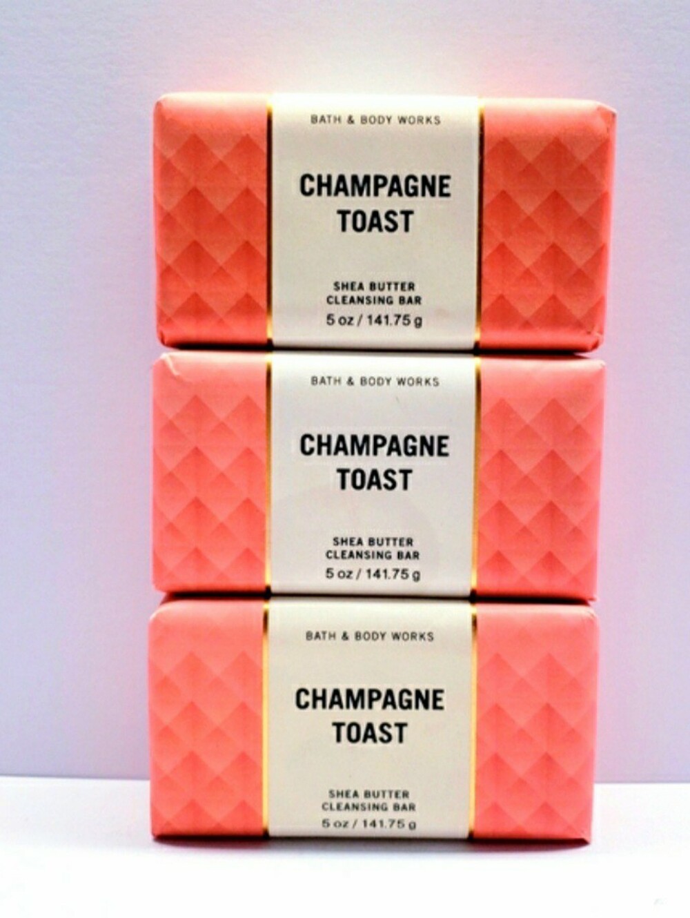 Bath & Body Works CHAMPAGNE TOAST Shea Butter Cleansing Bar Soap, 5 oz (3 pcs)